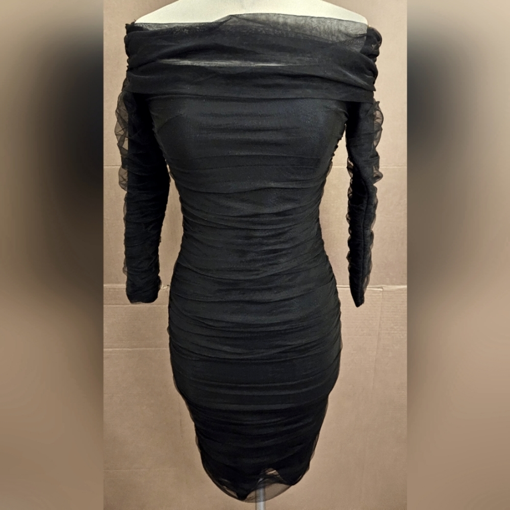 Rosedress Black Ruched Bodycon Midi Dress